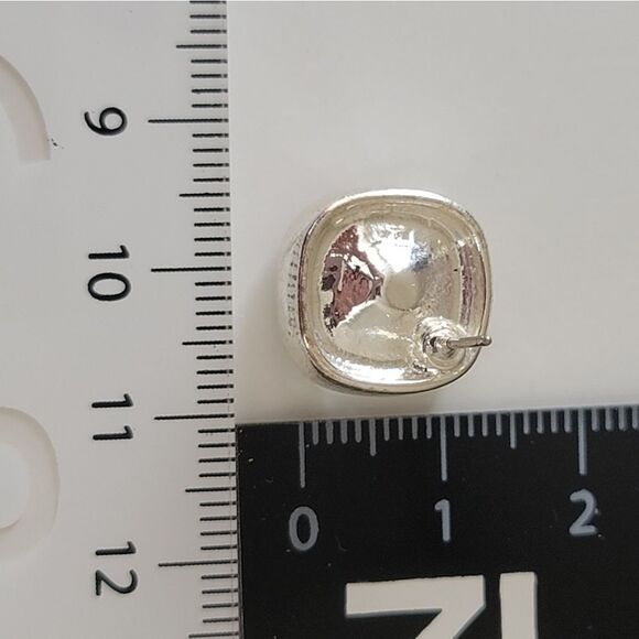 Earrings Silver Tone Crystal Rounded Square Studs #0063 - Picture 6 of 9